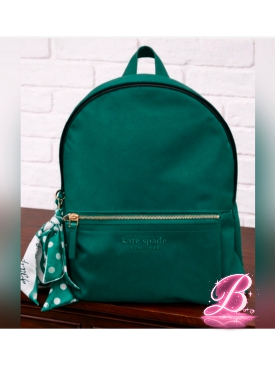 Kate Spade Nylon Bookbag - Green - Plus Bag Charm! - NWOT - Picture 1 of 7